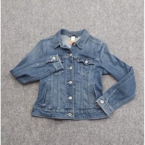 Levis Denim Jacket Womens Medium Blue Trucker Stretch Red Tab Western Grunge